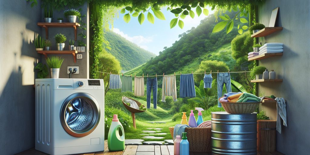 eco-friendly laundry with nature background